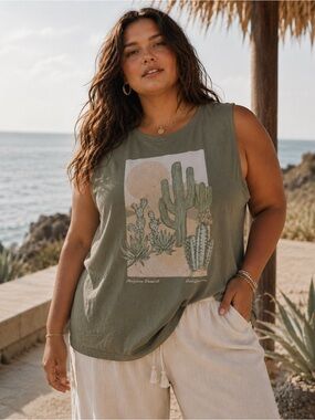 100% Cotton Torrid Mojave Desert Graphic Tank Top 2X Plus Size NWT Relaxed Fit